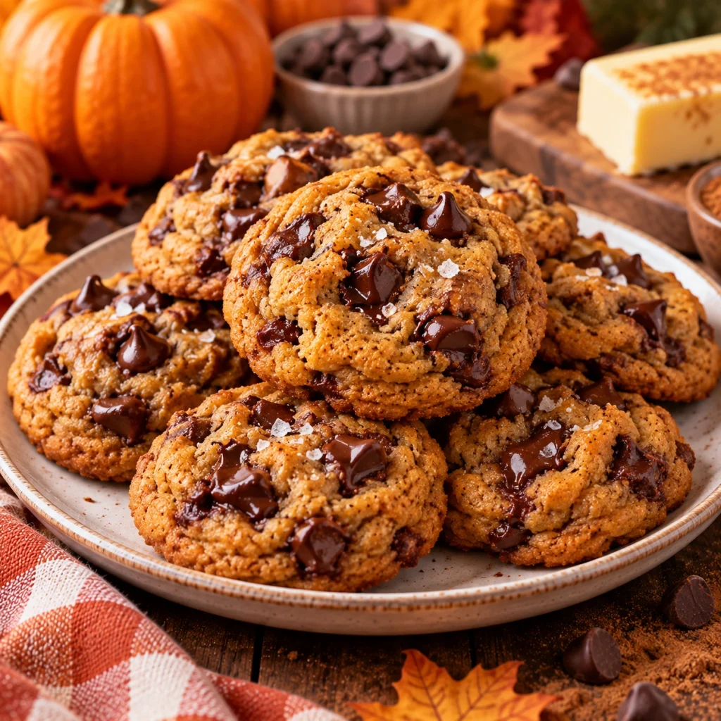 Brown Butter Pumpkin Chocolate Chip Cookies