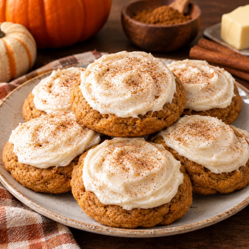 Browned Butter Pumpkin Cookies with Cream Cheese Frosting