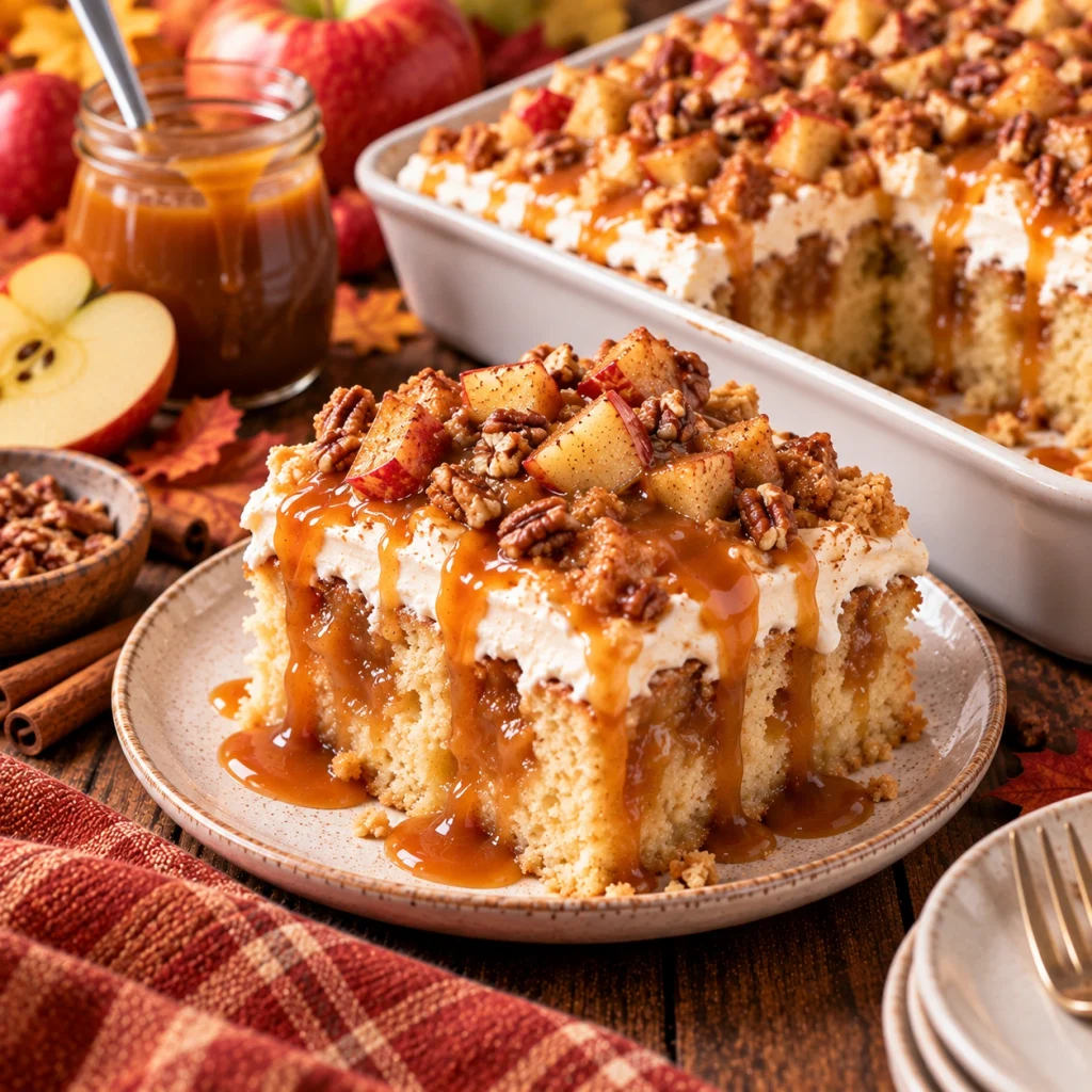 Caramel Apple Poke Cake