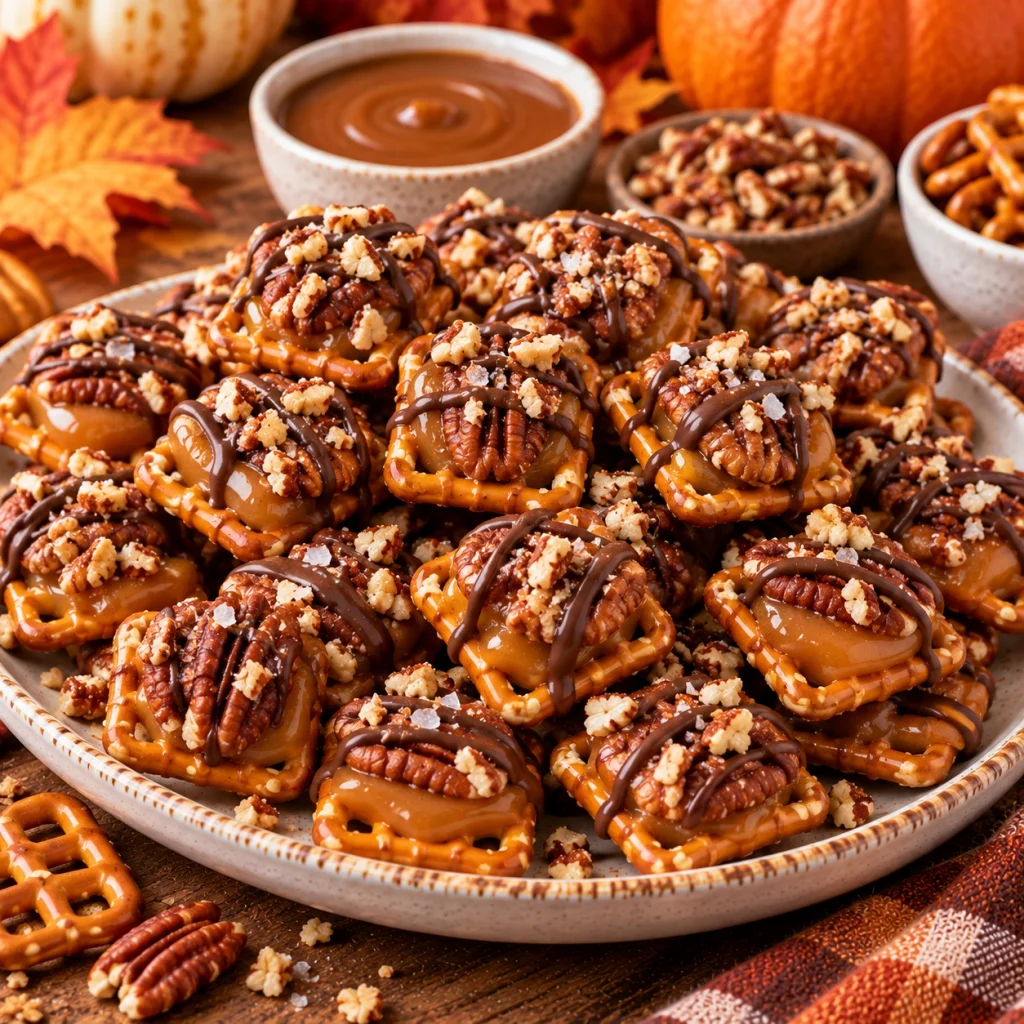 Caramel Pecan Pretzel Bites