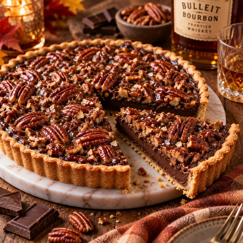 Chocolate Bourbon Pecan Tart