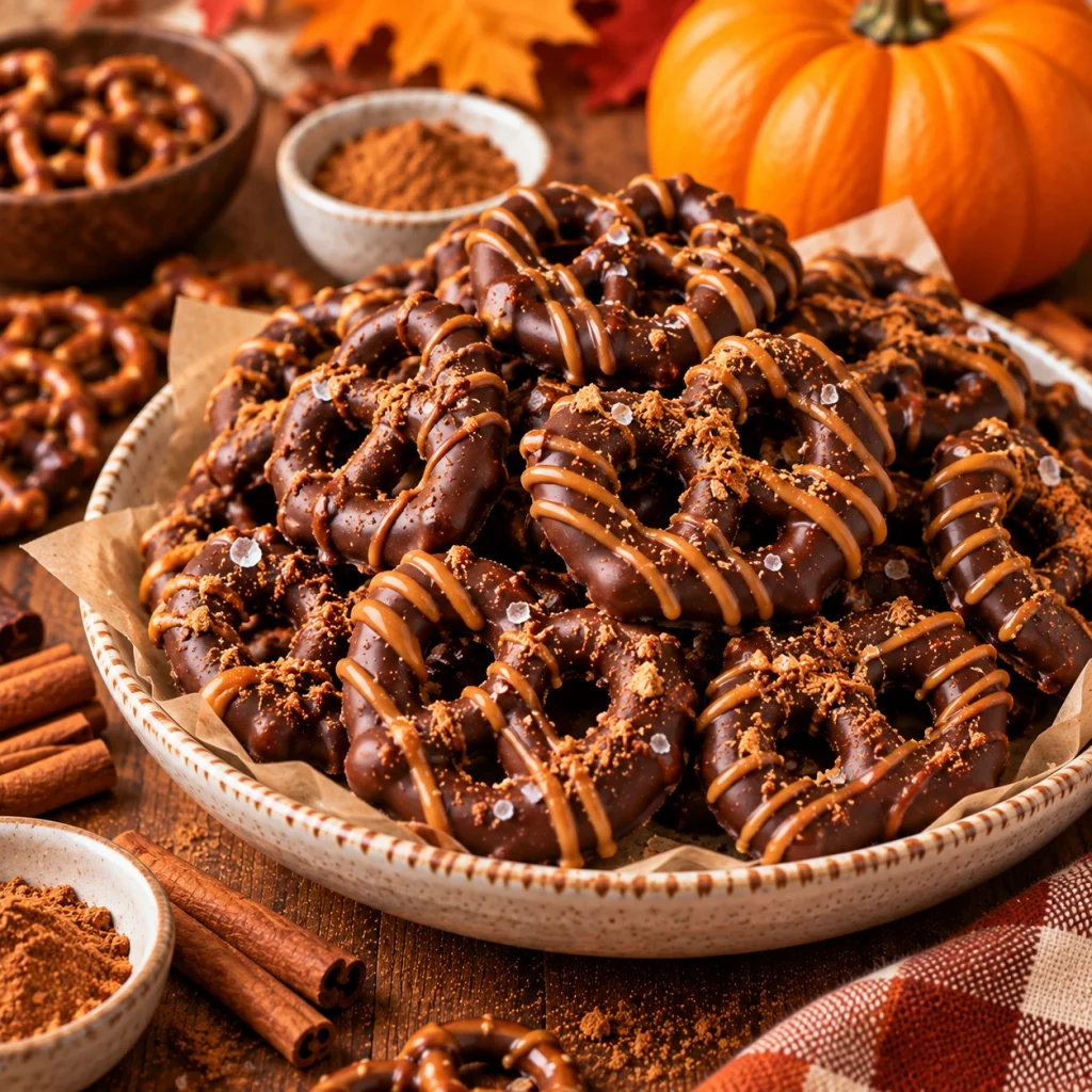 Chocolate-Covered Pumpkin Spice Pretzels