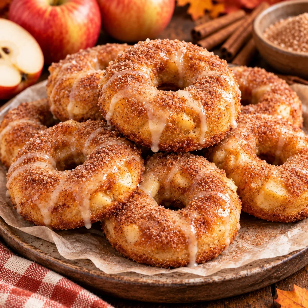 Cinnamon Sugar Baked Apple Donuts