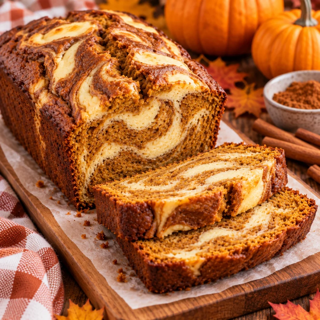 Cream Cheese Swirl Pumpkin Bread