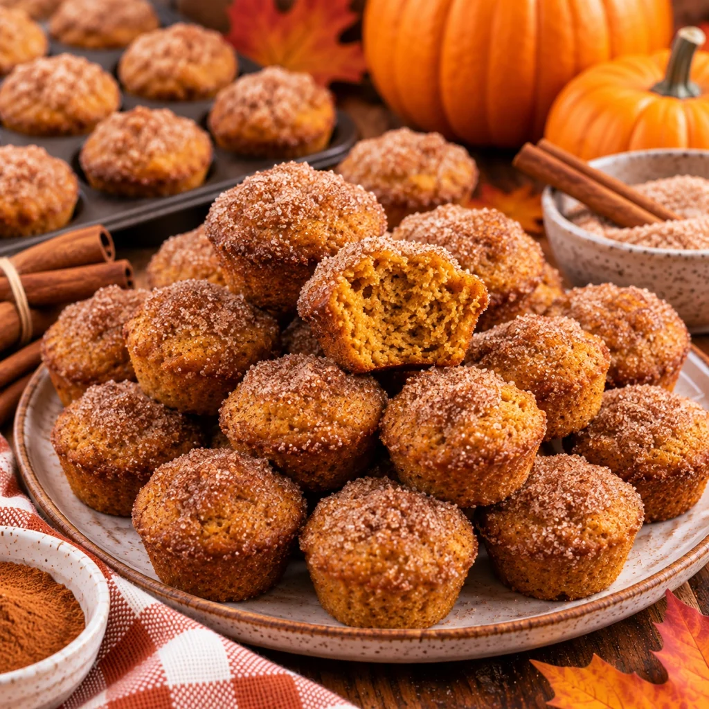 Mini Cinnamon-Sugar Pumpkin Muffin Bites