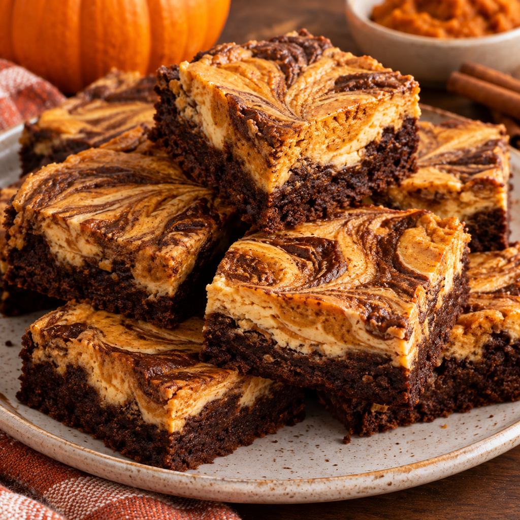 Pumpkin Cheesecake Swirl Brownies
