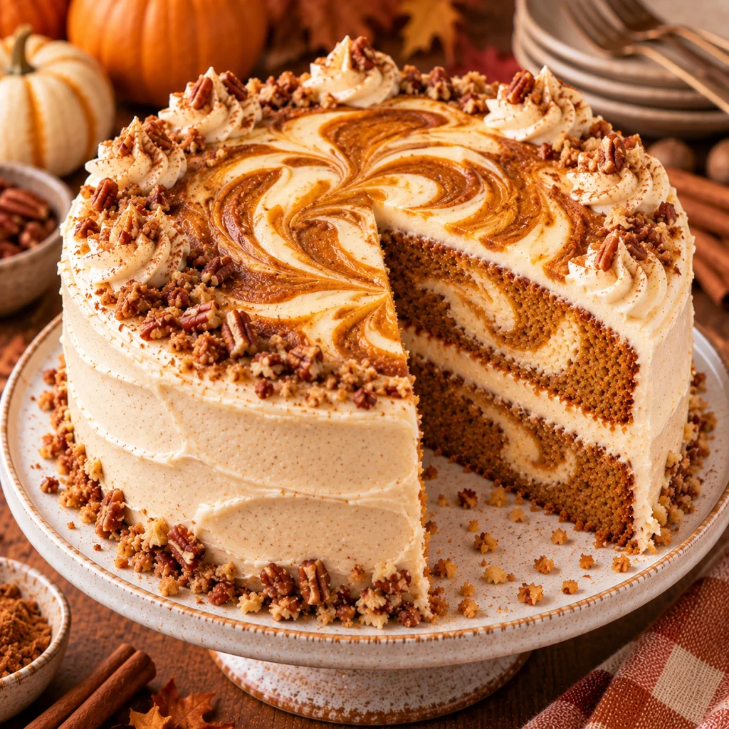 Pumpkin Cheesecake Swirl Cake