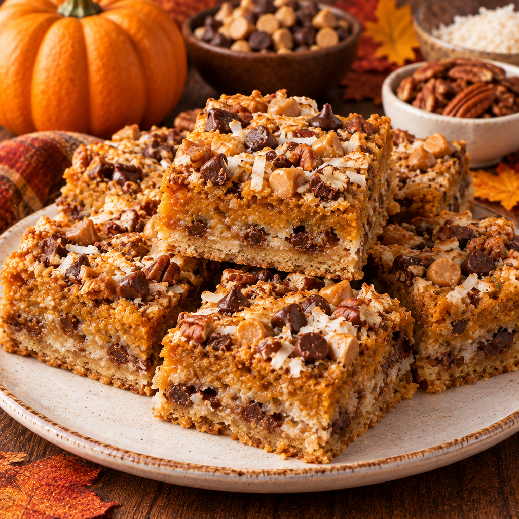 Pumpkin Magic Cookie Bars