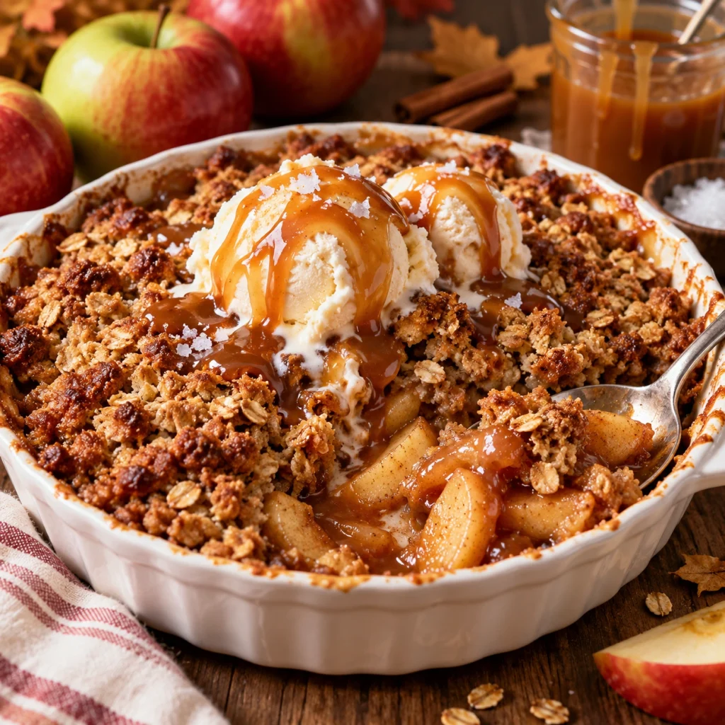 Salted Caramel Apple Crisp