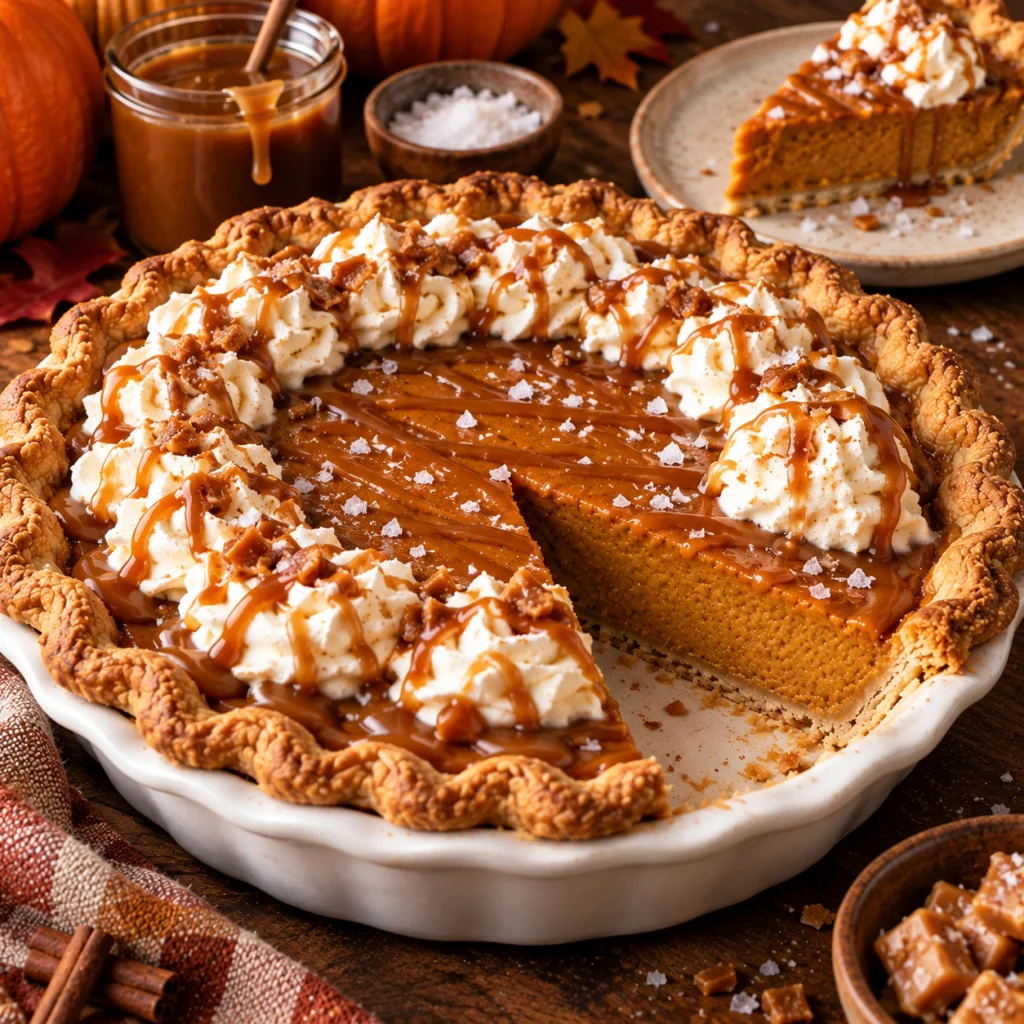 Salted Caramel Pumpkin Pie