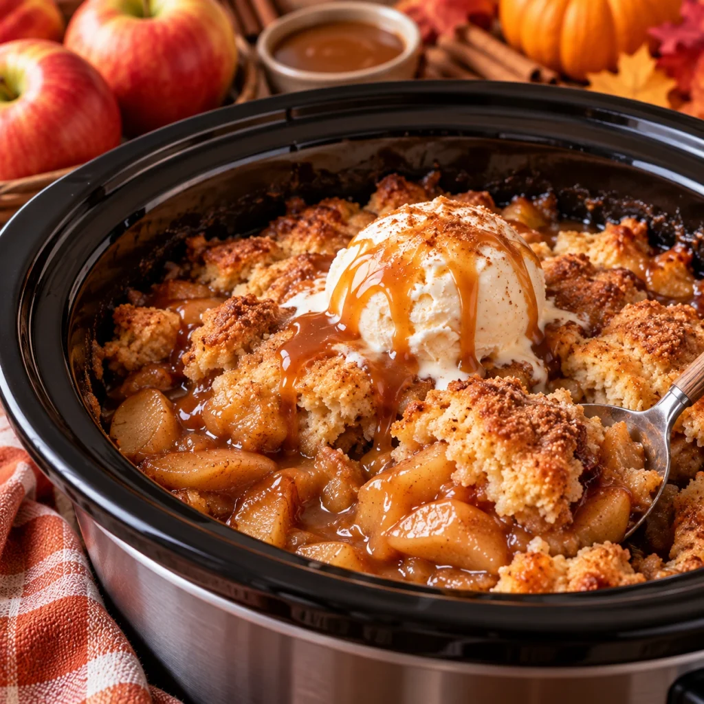 Slow-Cooker Caramel Apple Cobbler