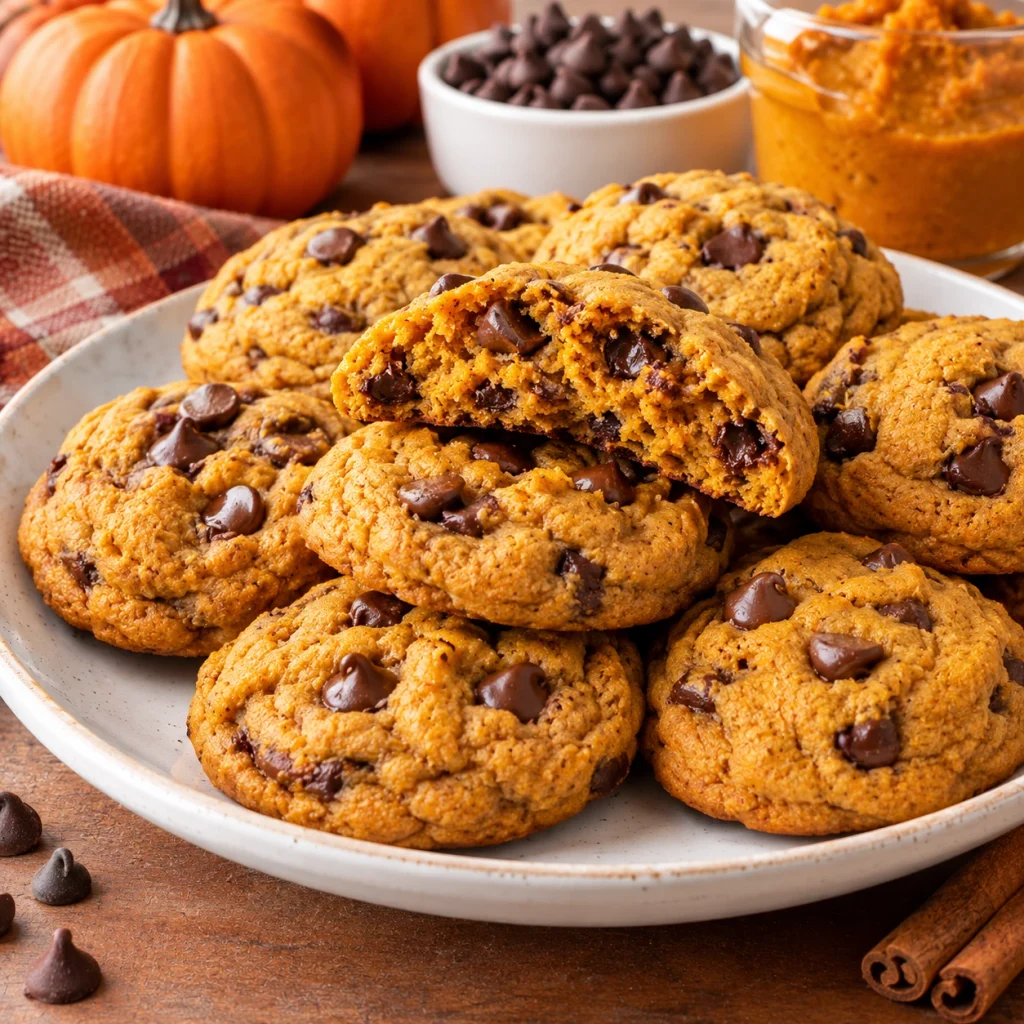 Soft and Chewy Pumpkin Chocolate Chip Cookies