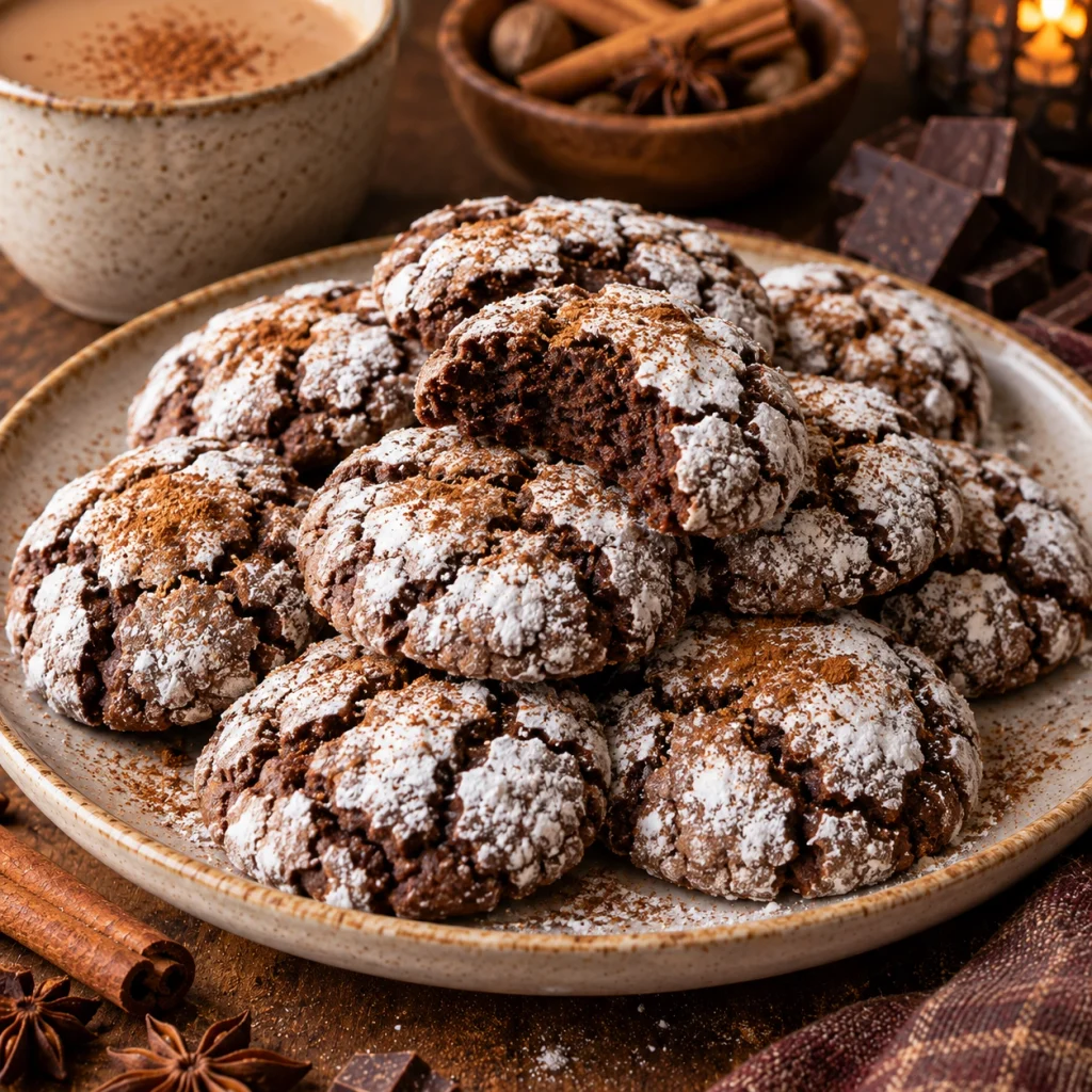 Spiced Chocolate Crinkle Cookies