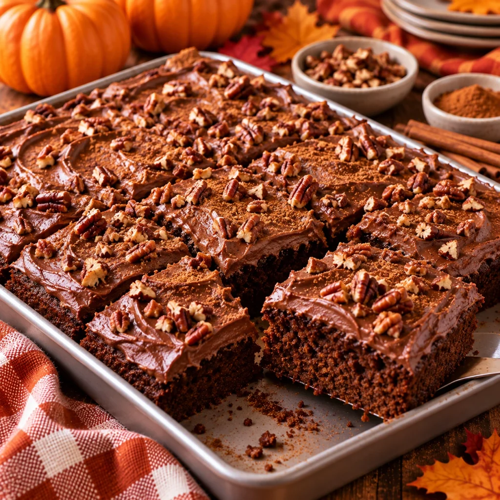 Spiced Chocolate Pumpkin Sheet Cake