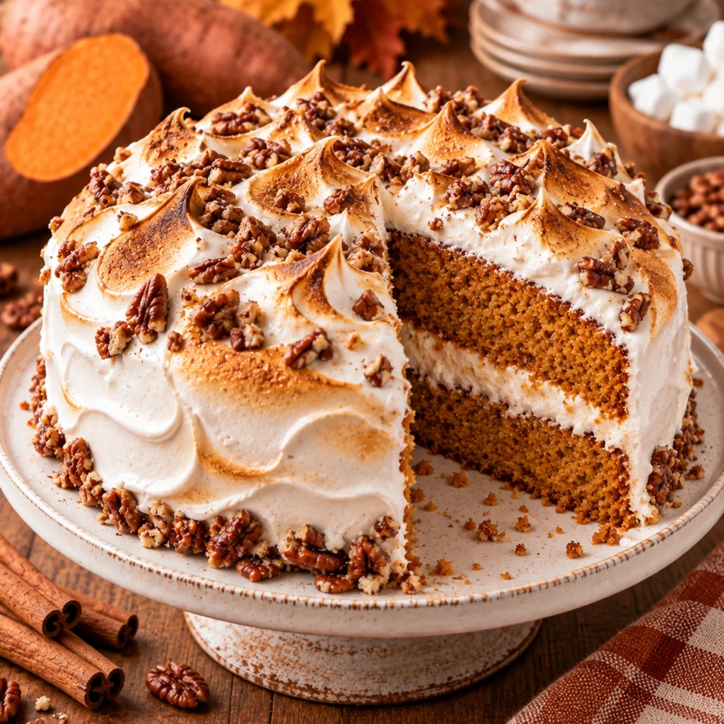 Sweet Potato Cake with Marshmallow Frosting