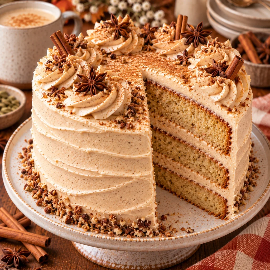 Vanilla Chai Layer Cake with Cinnamon Buttercream