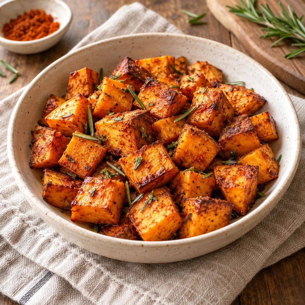 Rosemary Roasted Sweet Potato Cubes