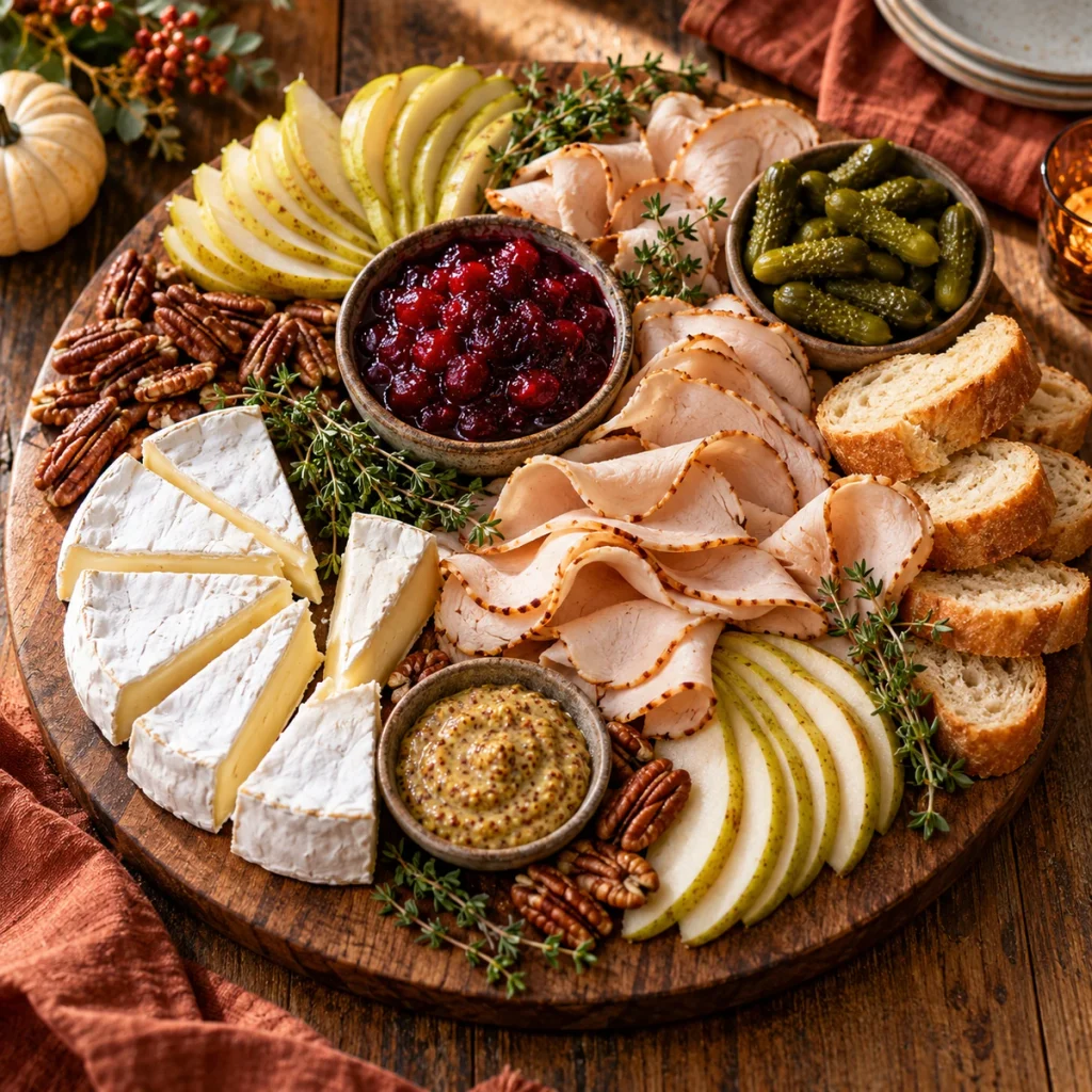 Cranberry, Brie, and Turkey Board