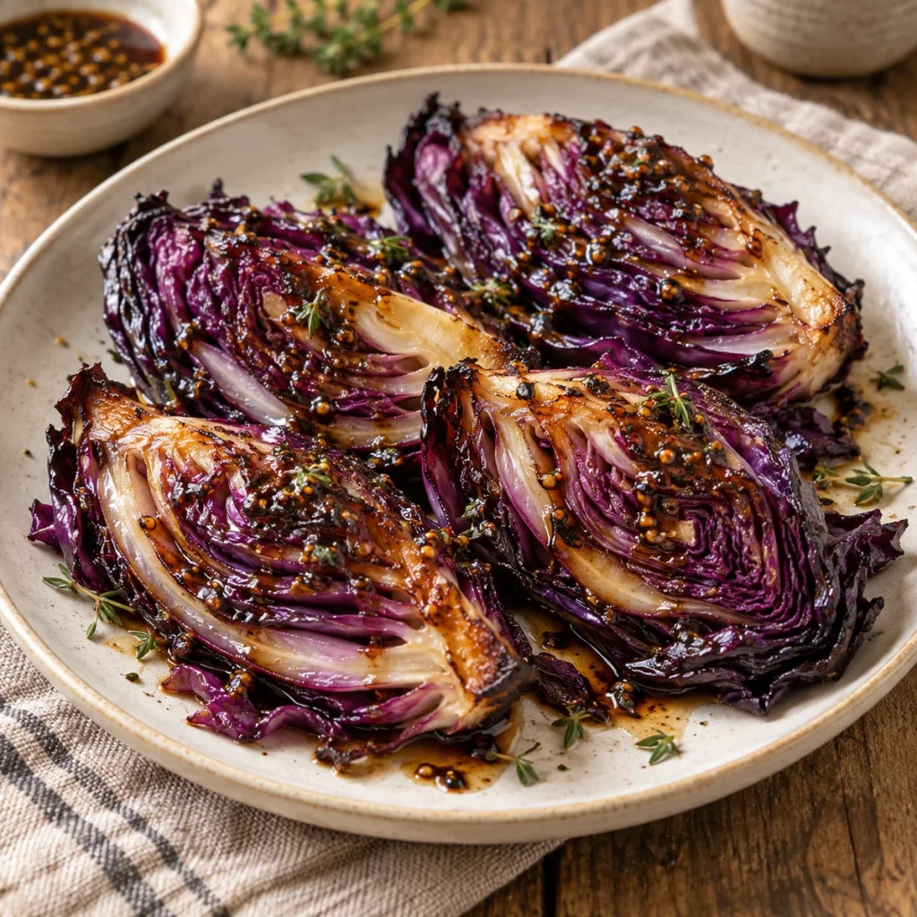 Balsamic Roasted Red Cabbage Wedges