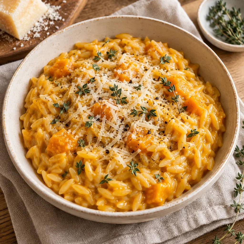 Creamy Pumpkin Parmesan Orzo