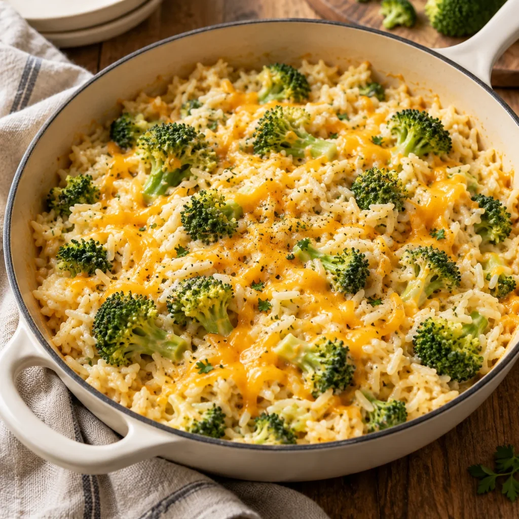 Broccoli Cheddar Rice Skillet