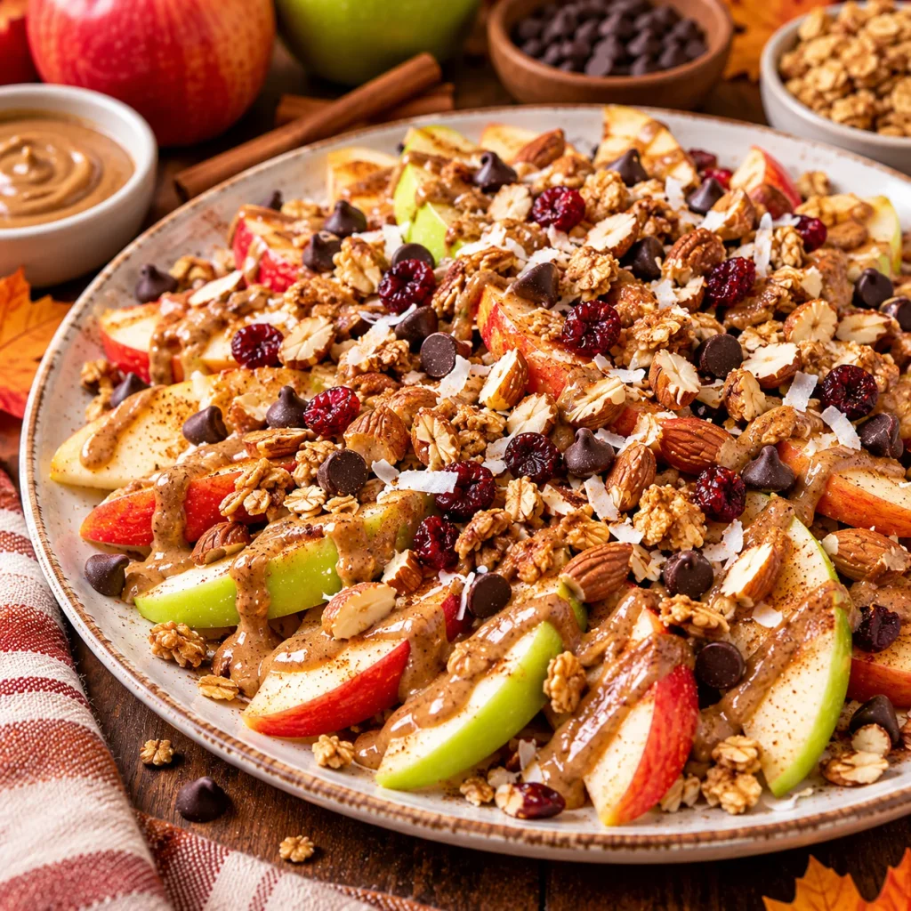 Apple Nachos with Almond Butter Drizzle