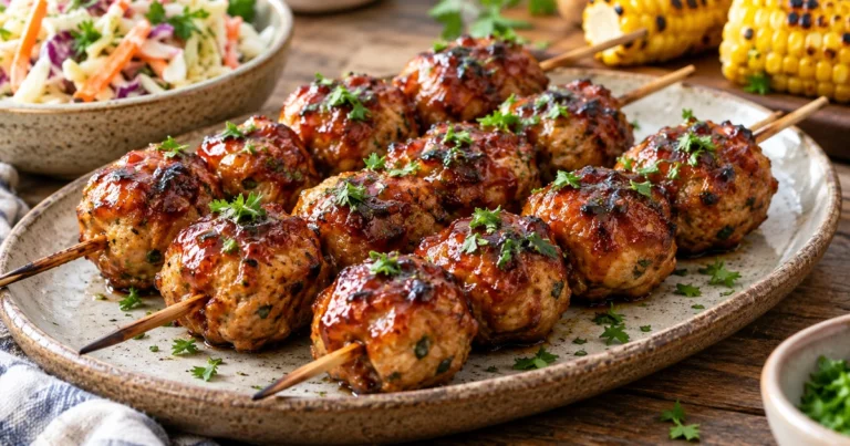BBQ Turkey Meatball Skewers