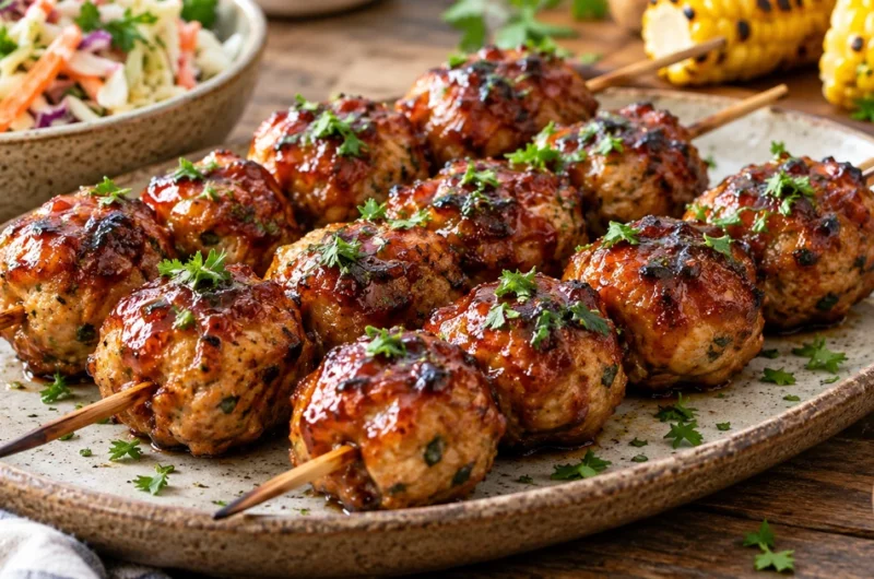BBQ Turkey Meatball Skewers