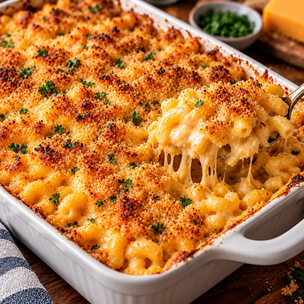 Baked Mac and Cheese with Buttery Breadcrumbs