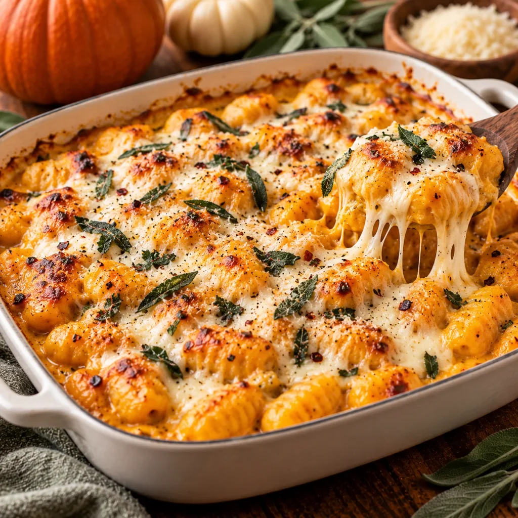 Baked Pumpkin Gnocchi with Mozzarella