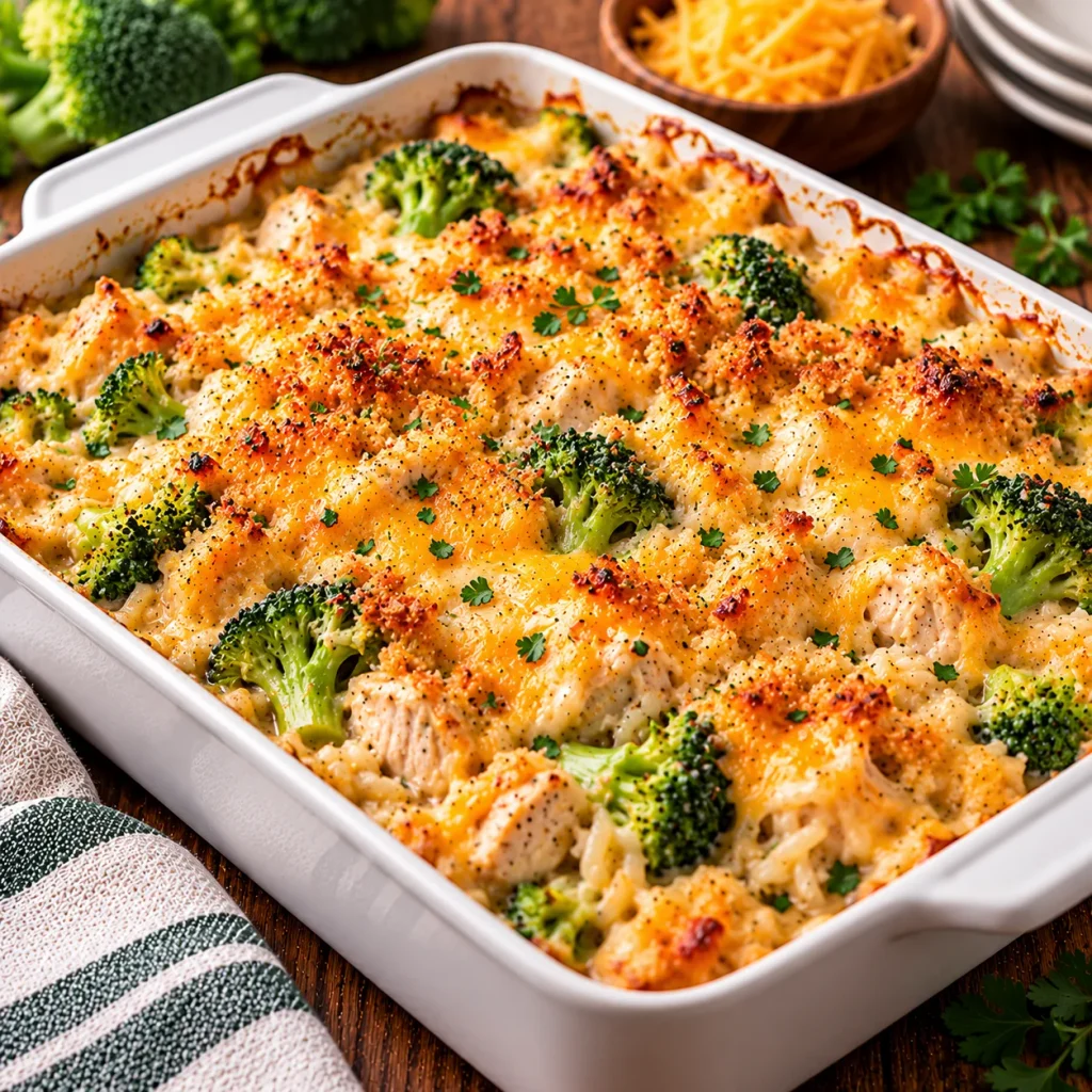 Cheesy Chicken Broccoli Rice Casserole
