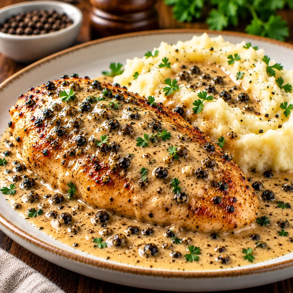 Chicken Au Poivre with Mashed Potatoes
