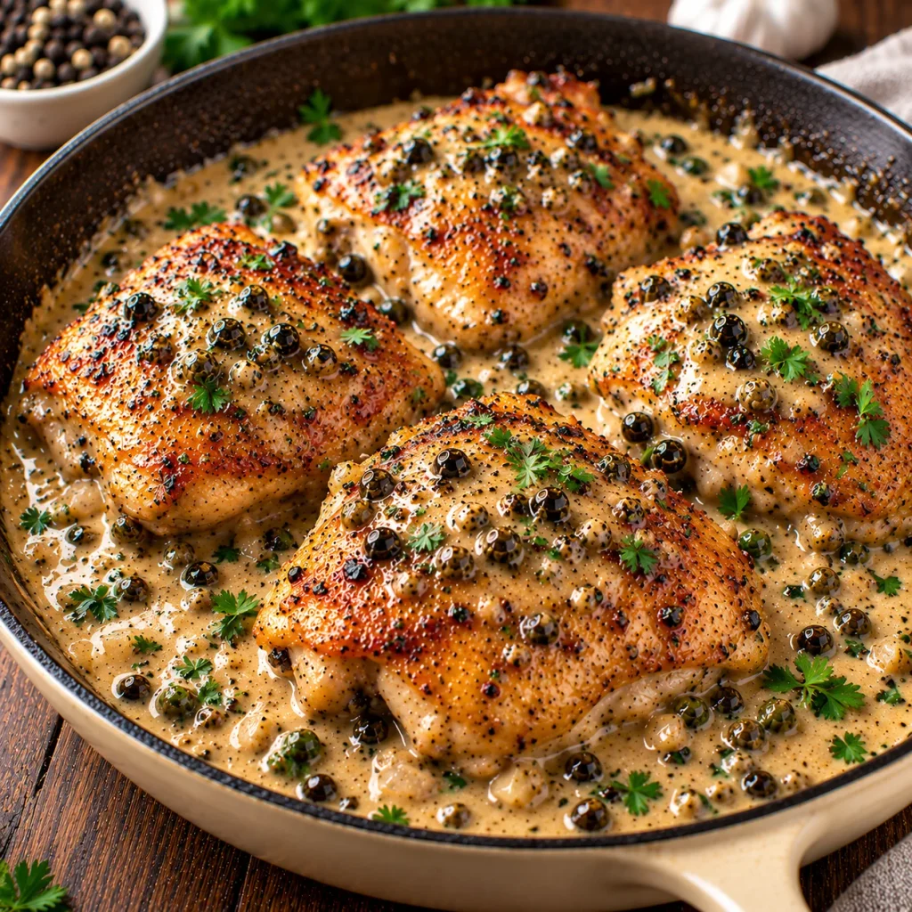 Chicken Thighs Au Poivre