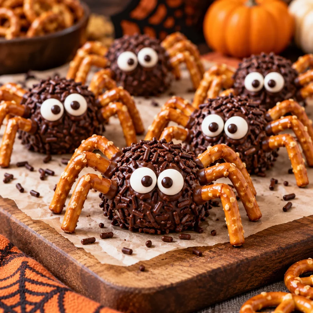 Chocolate Pretzel Spider Treats