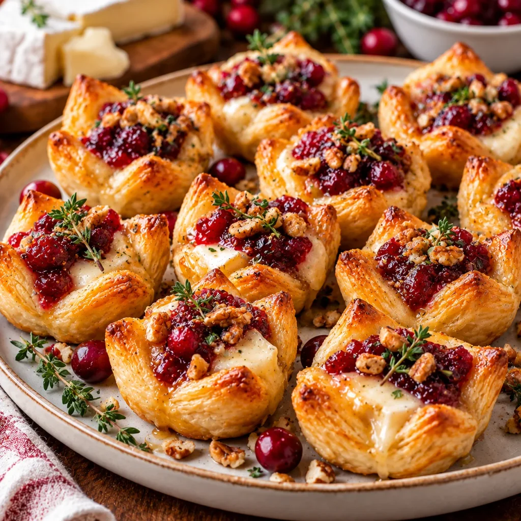 Cranberry Brie Puff Pastry Bites