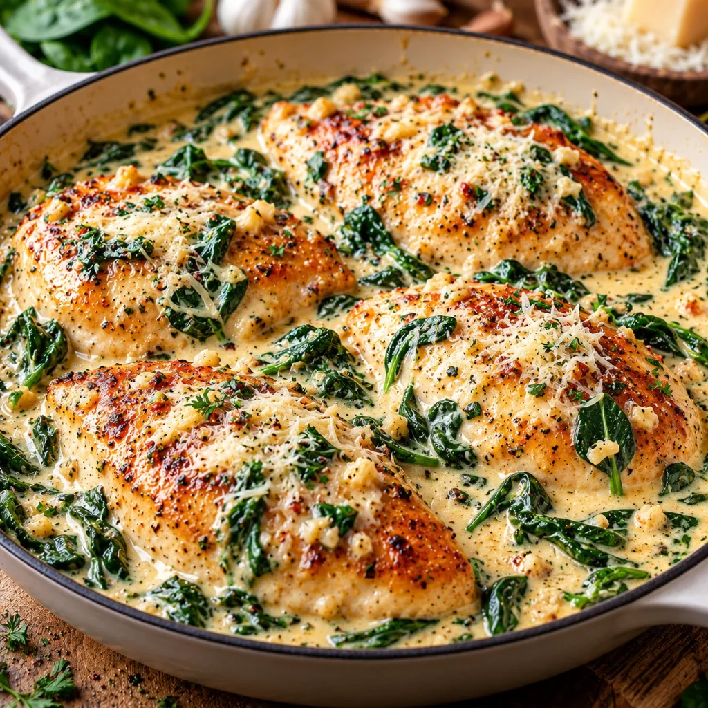 Creamy Garlic Parmesan Chicken with Spinach