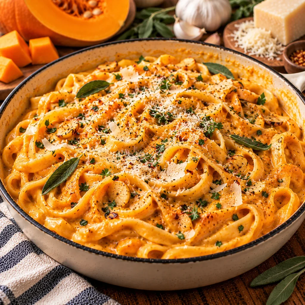 Creamy Pumpkin Pasta with Garlic and Parmesan