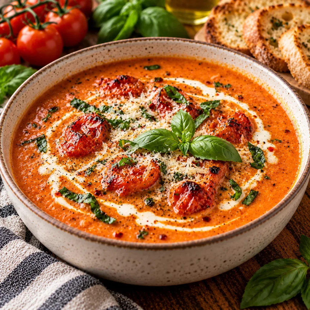 Creamy Roasted Tomato and Basil Soup