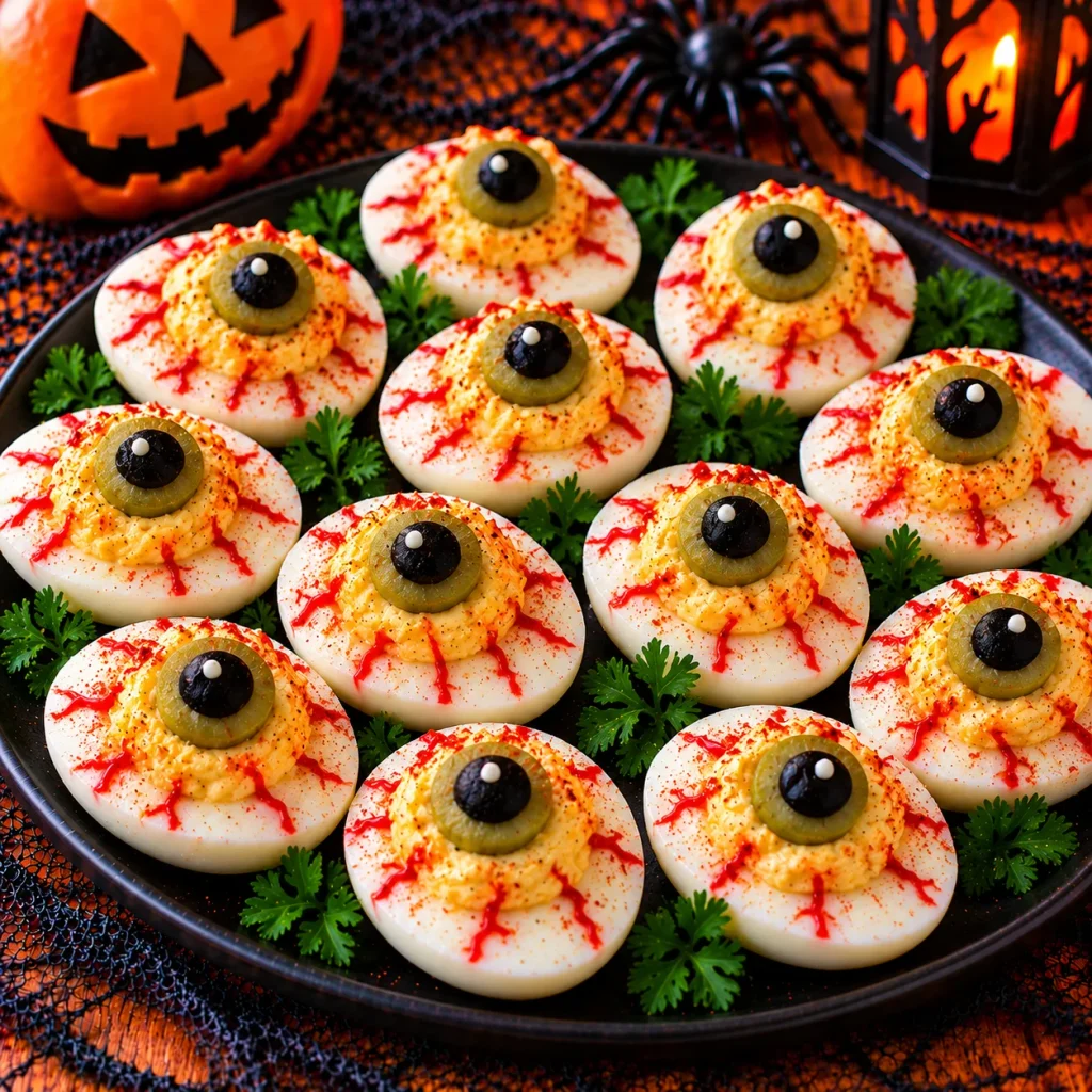 Creepy Deviled Egg Eyeballs
