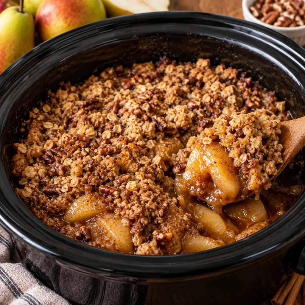 Crockpot Caramel Pear Crisp
