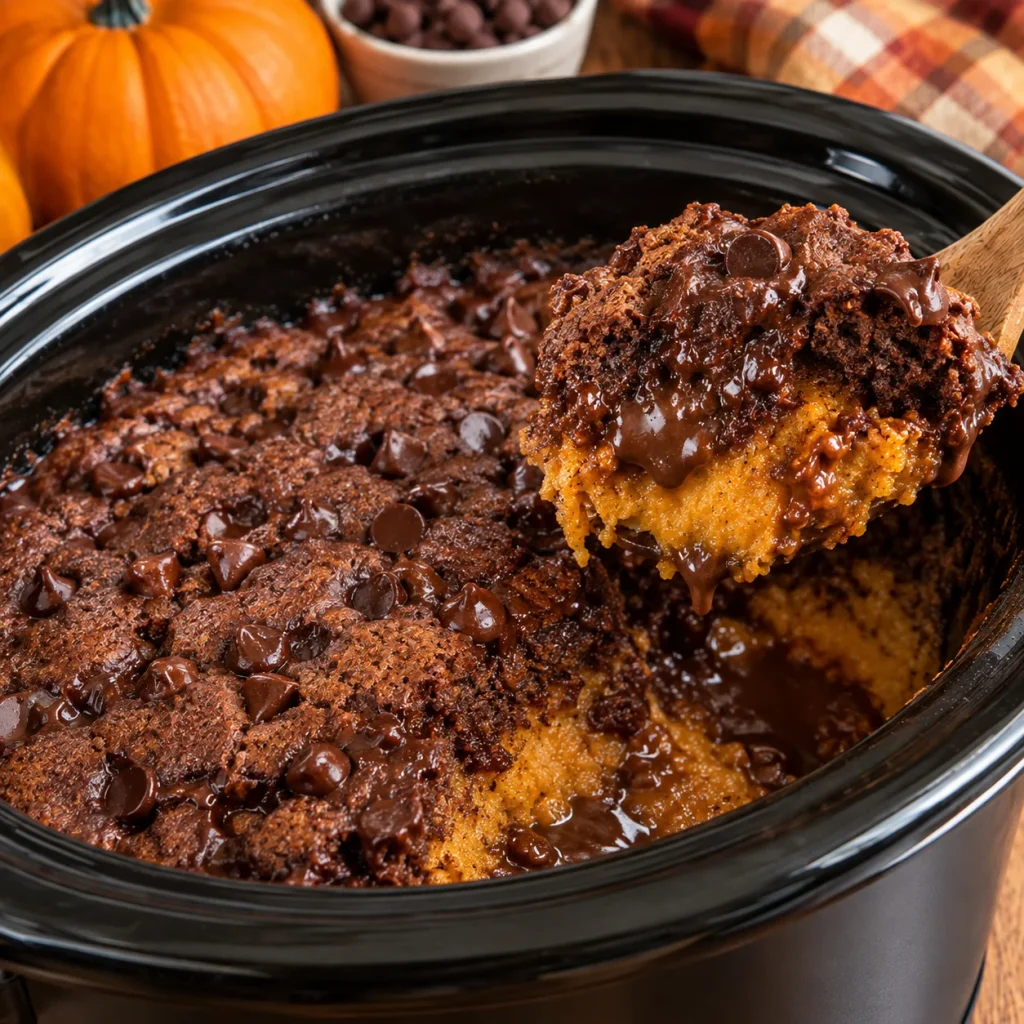 Crockpot Chocolate Pumpkin Pudding Cake