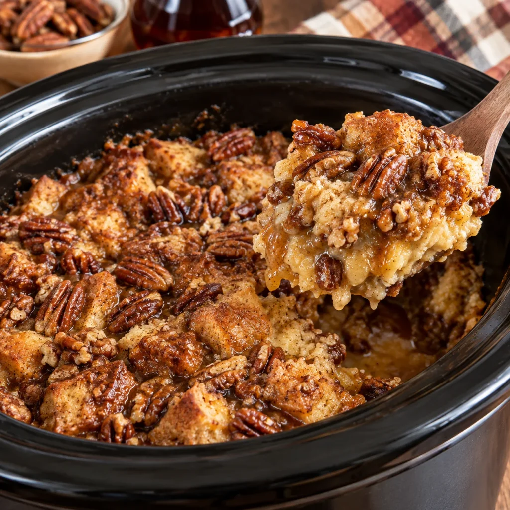 Crockpot Maple Pecan Bread Pudding