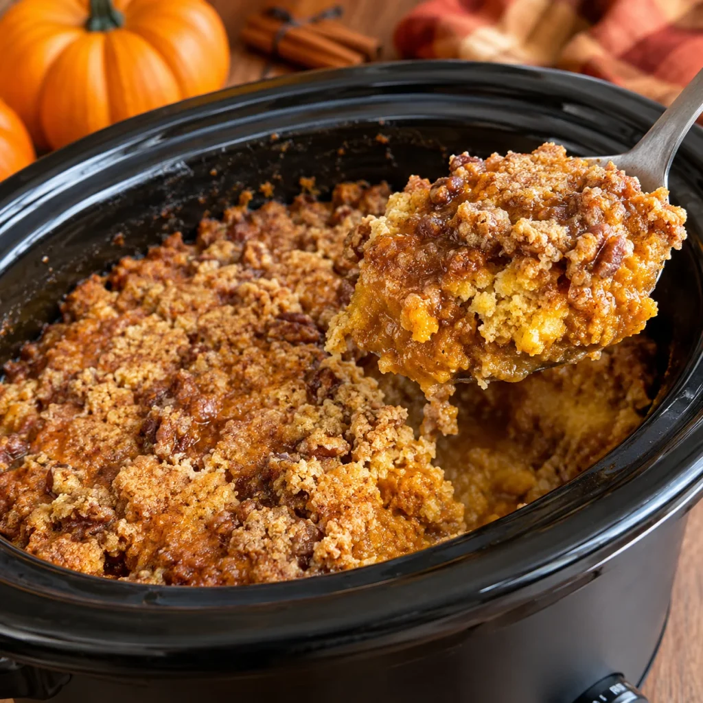 Crockpot Pumpkin Spice Dump Cake