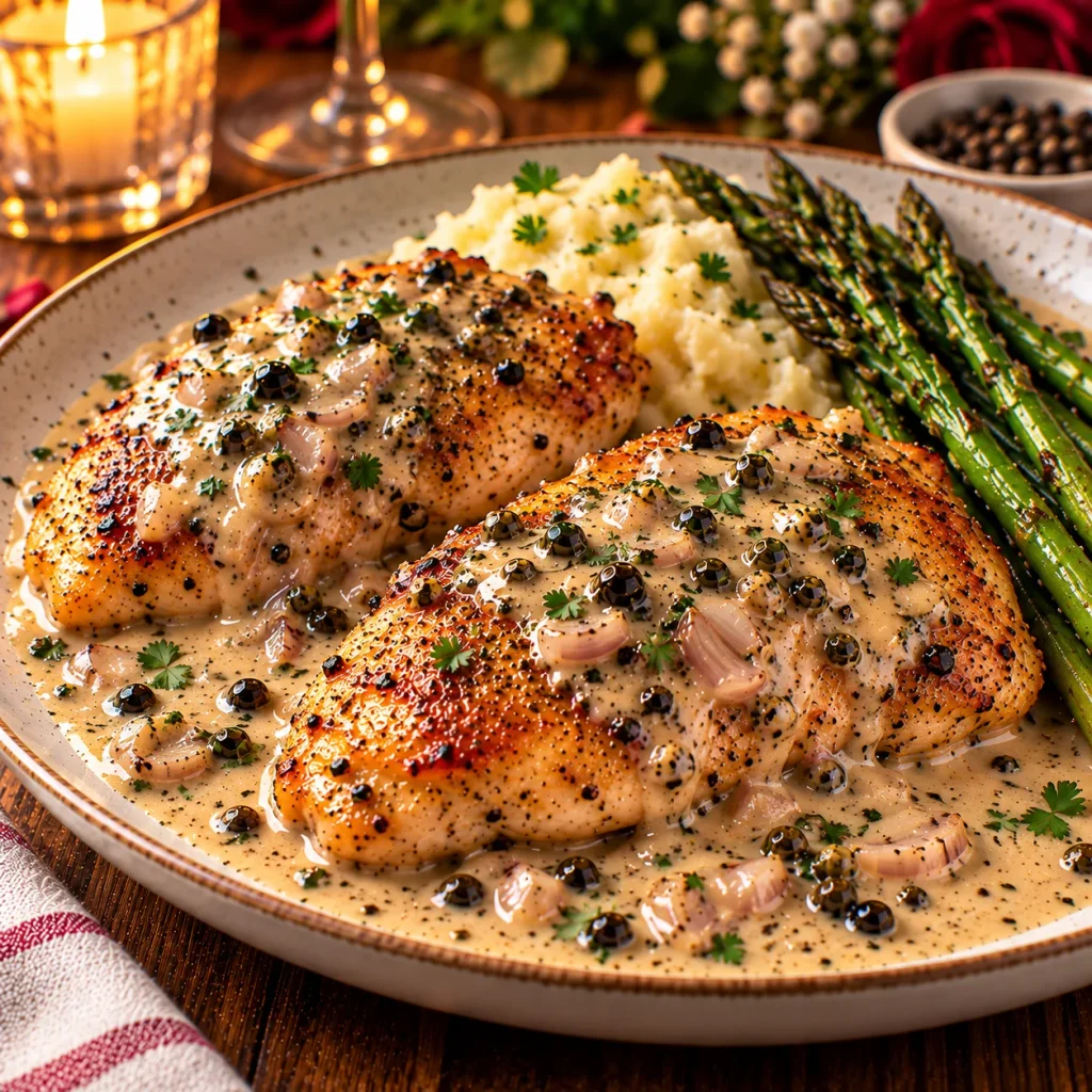 Date-Night Chicken Au Poivre with Shallot Cream Sauce