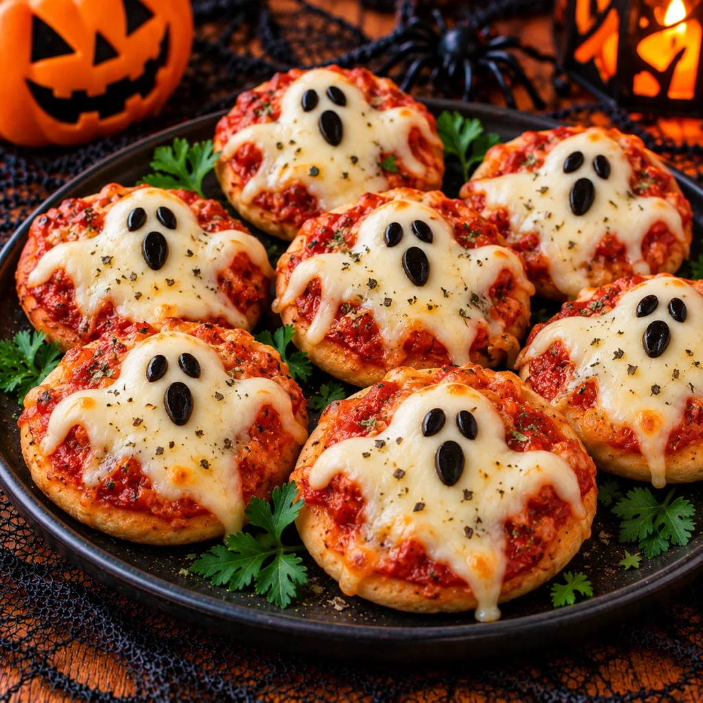 Ghostly Mozzarella Pizza Bites