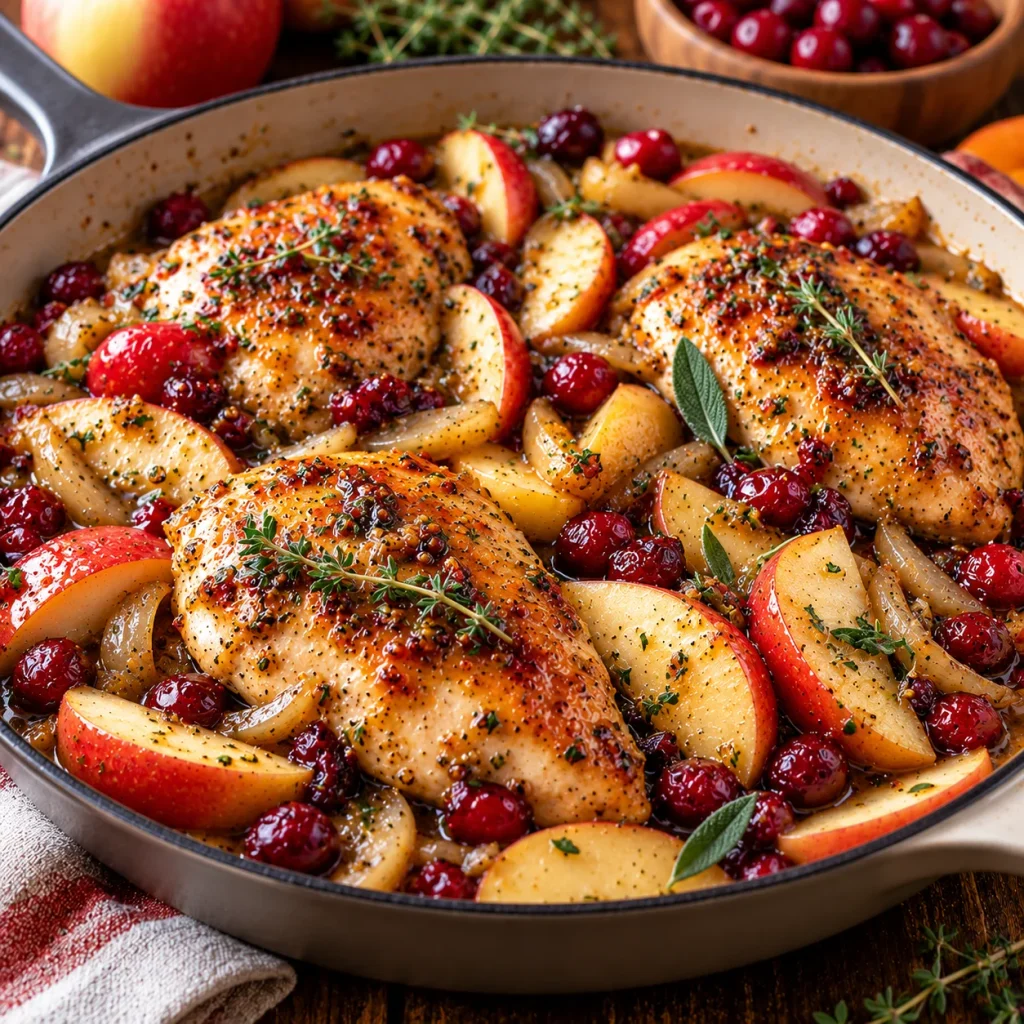 Harvest Chicken Skillet with Apples and Cranberries