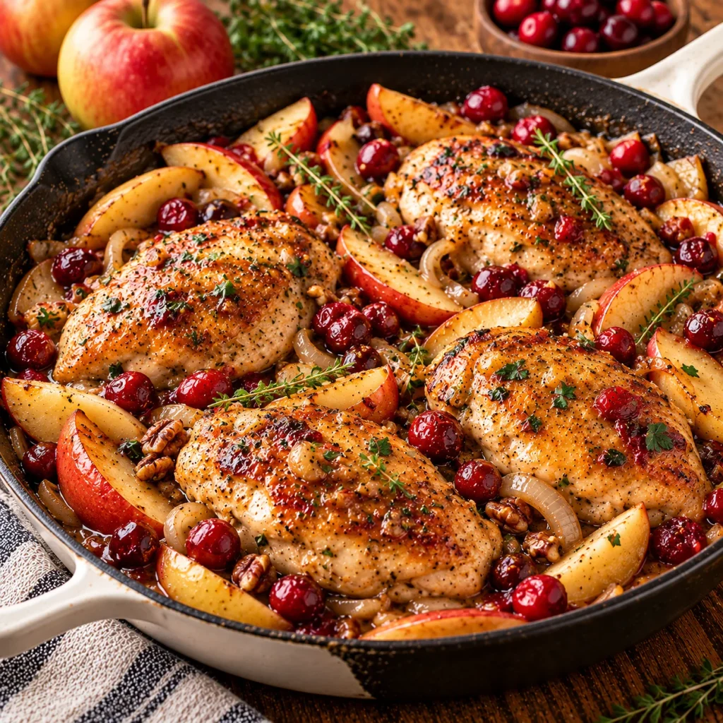 Harvest Chicken Skillet with Apples and Cranberries