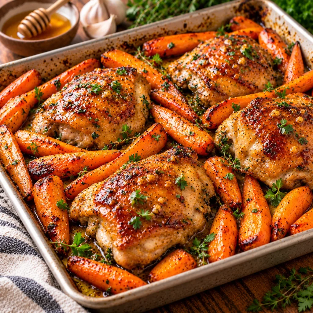 Honey Garlic Chicken and Roasted Carrots