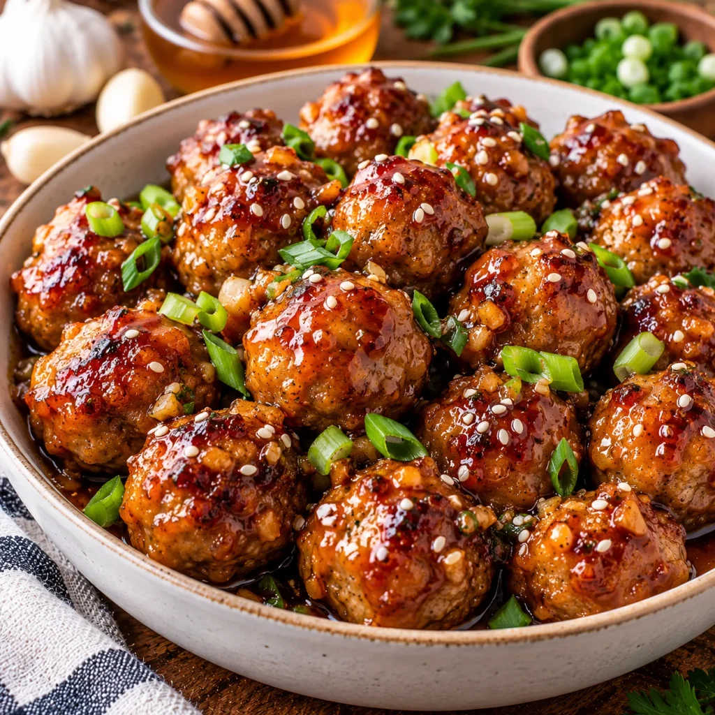 Honey Garlic Glazed Meatballs