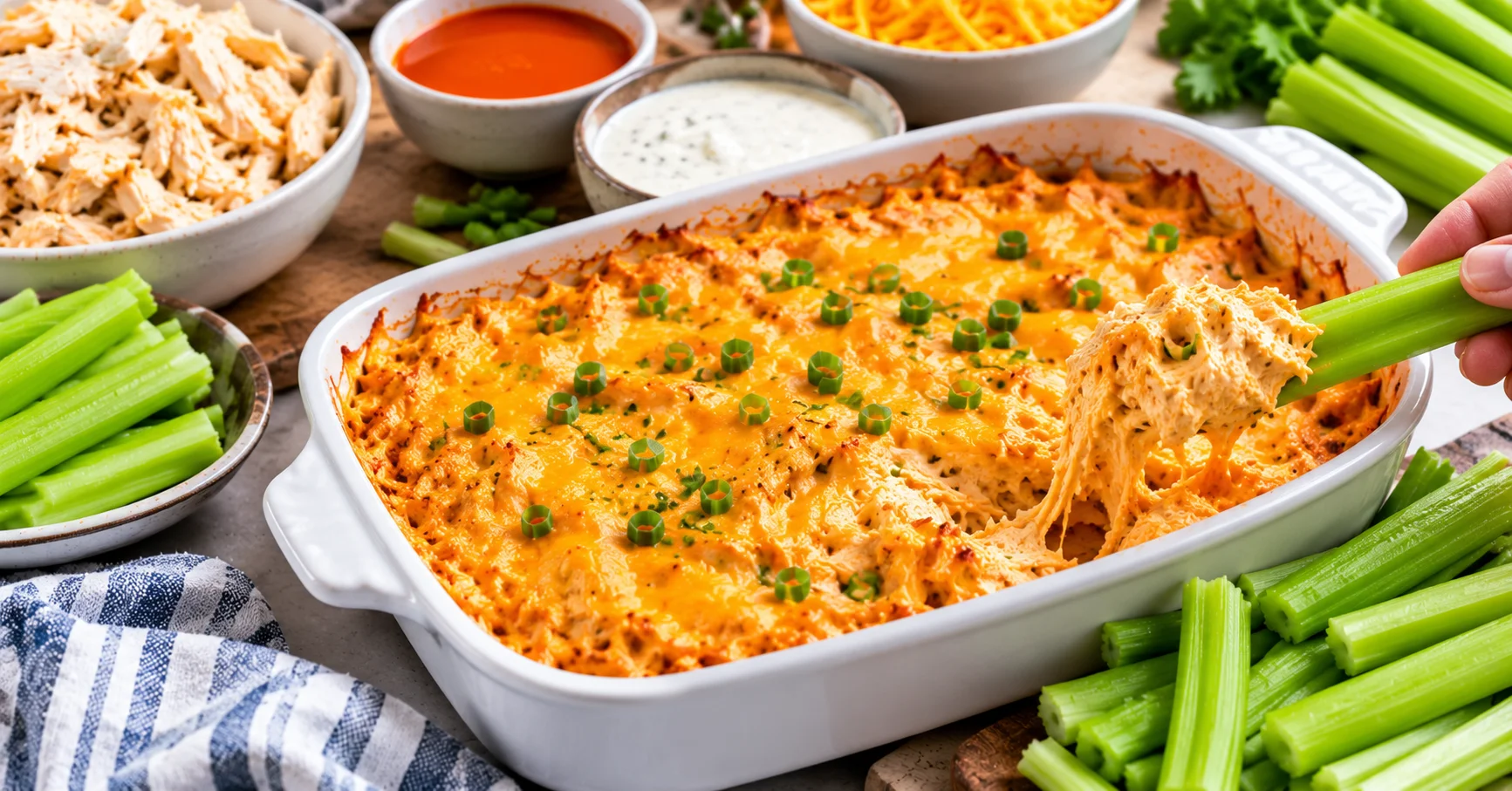 Keto Buffalo Chicken Dip With Celery Sticks